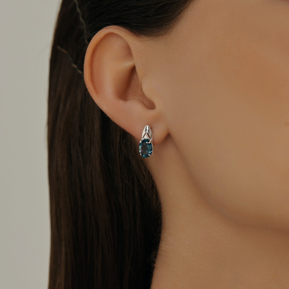 Náušnice  zo striebra s kameňmi Camee, Swarovski Topás