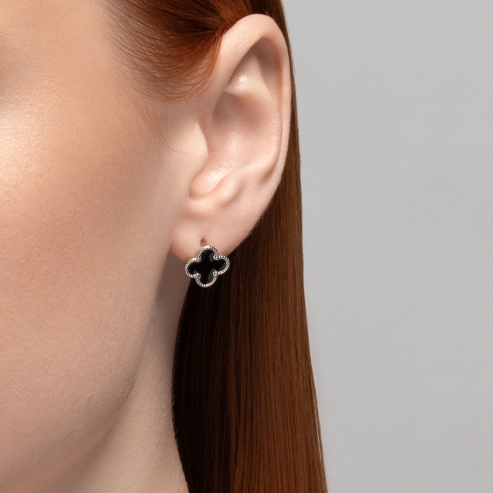 Náušnice zo striebra s kameňmi ENAMEL- ČIERNY