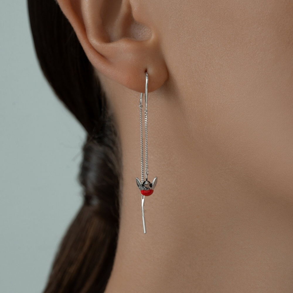 Náušnice zo striebra s kameňmi ENAMEL- ČIERNY, ENAMEL- ČERVENÝ a ENAMEL- BIELY