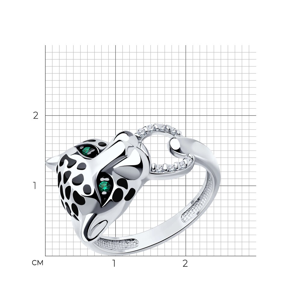 Prsteň zo striebra s kameňmi FIANIT, ENAMEL- ČIERNY