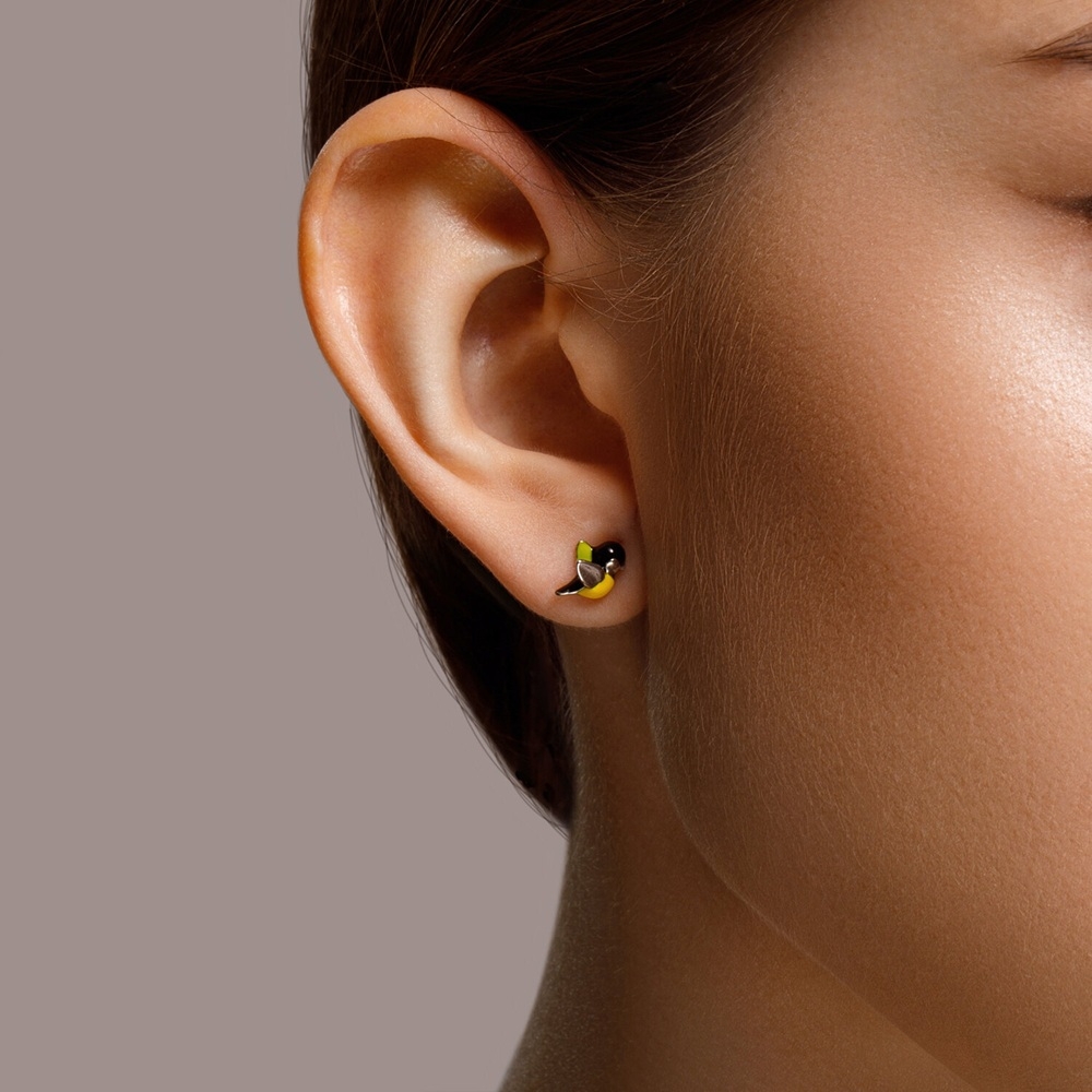 Náušnice zo striebra s kameňmi ENAMEL- ČIERNY, ENAMEL- ŽLTÝ a ENAMEL- ZELENÝ