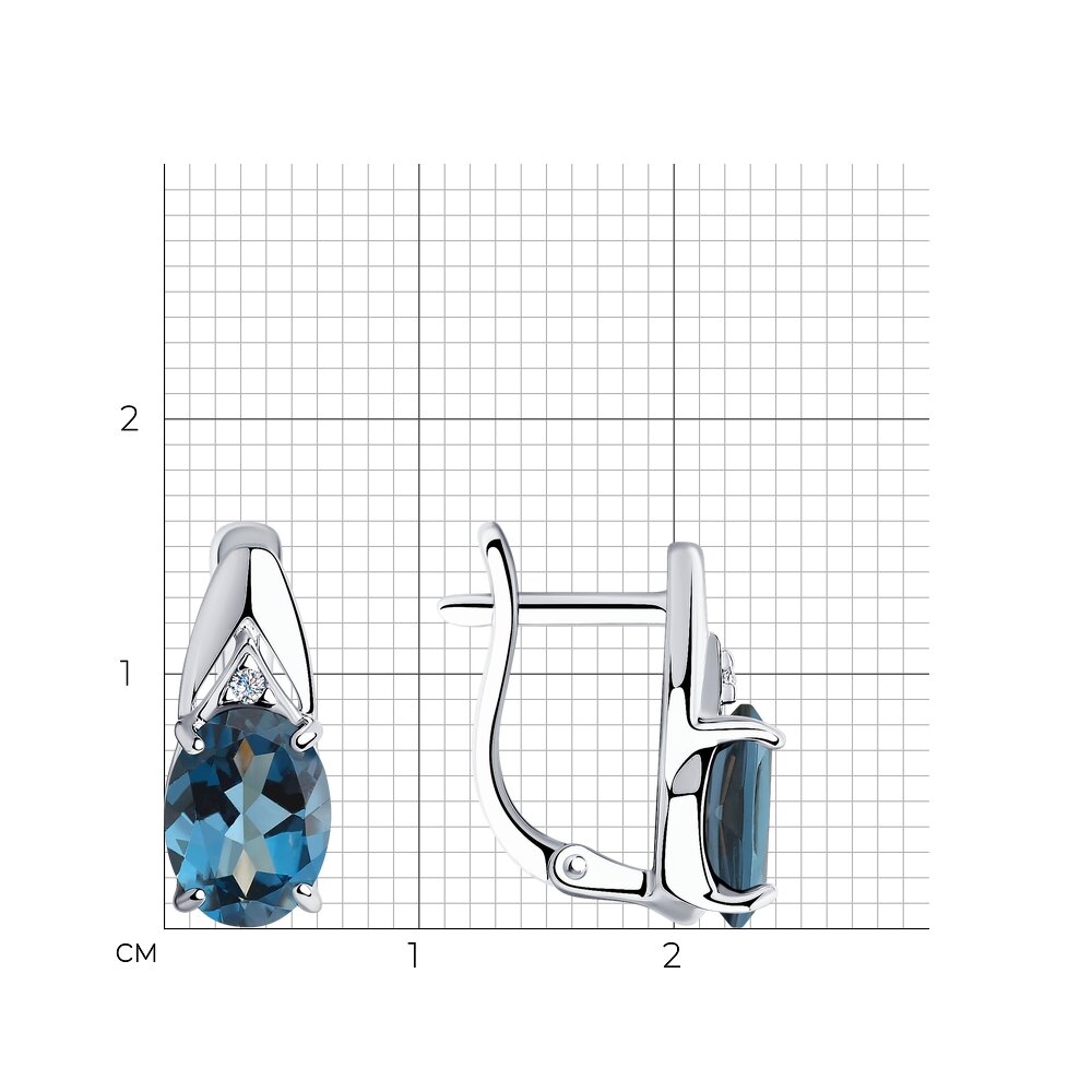 Náušnice  zo striebra s kameňmi Camee, Swarovski Topás
