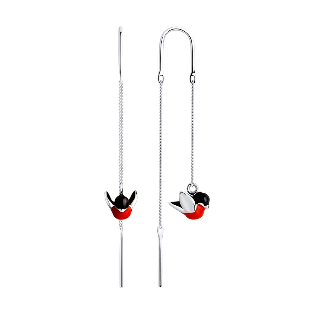 Náušnice zo striebra s kameňmi ENAMEL- ČIERNY, ENAMEL- ČERVENÝ a ENAMEL- BIELY