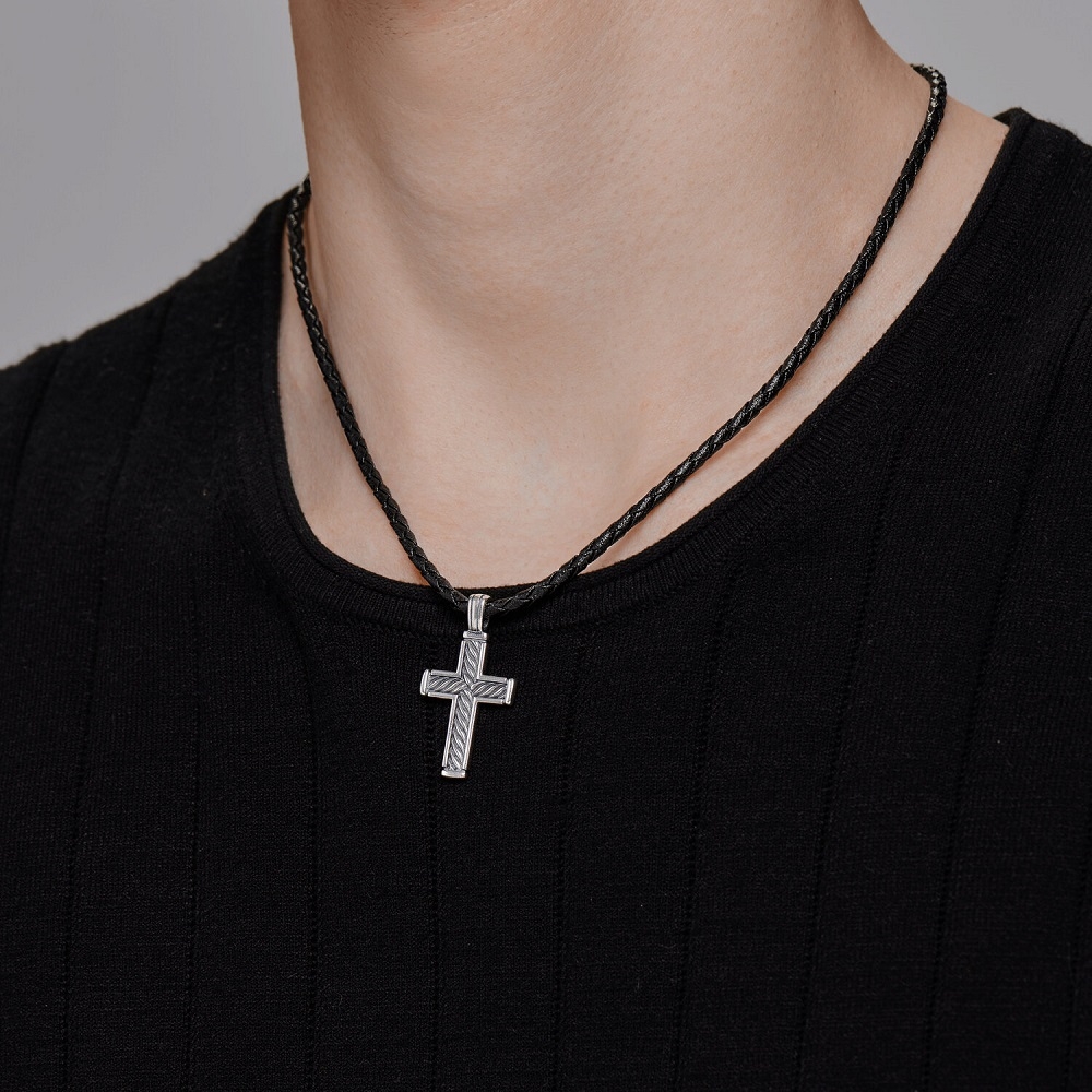 Náhrdelník zo striebra s kameňmi IMITÁCIA KOŽE