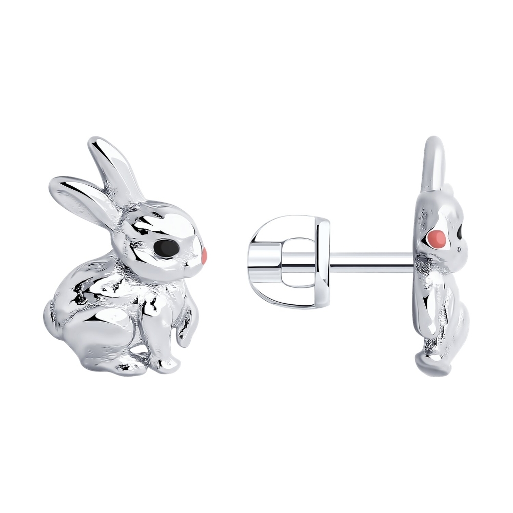 Náušnice zo striebra s kameňmi ENAMEL- ČIERNY, ENAMEL- RUŽOVÝ