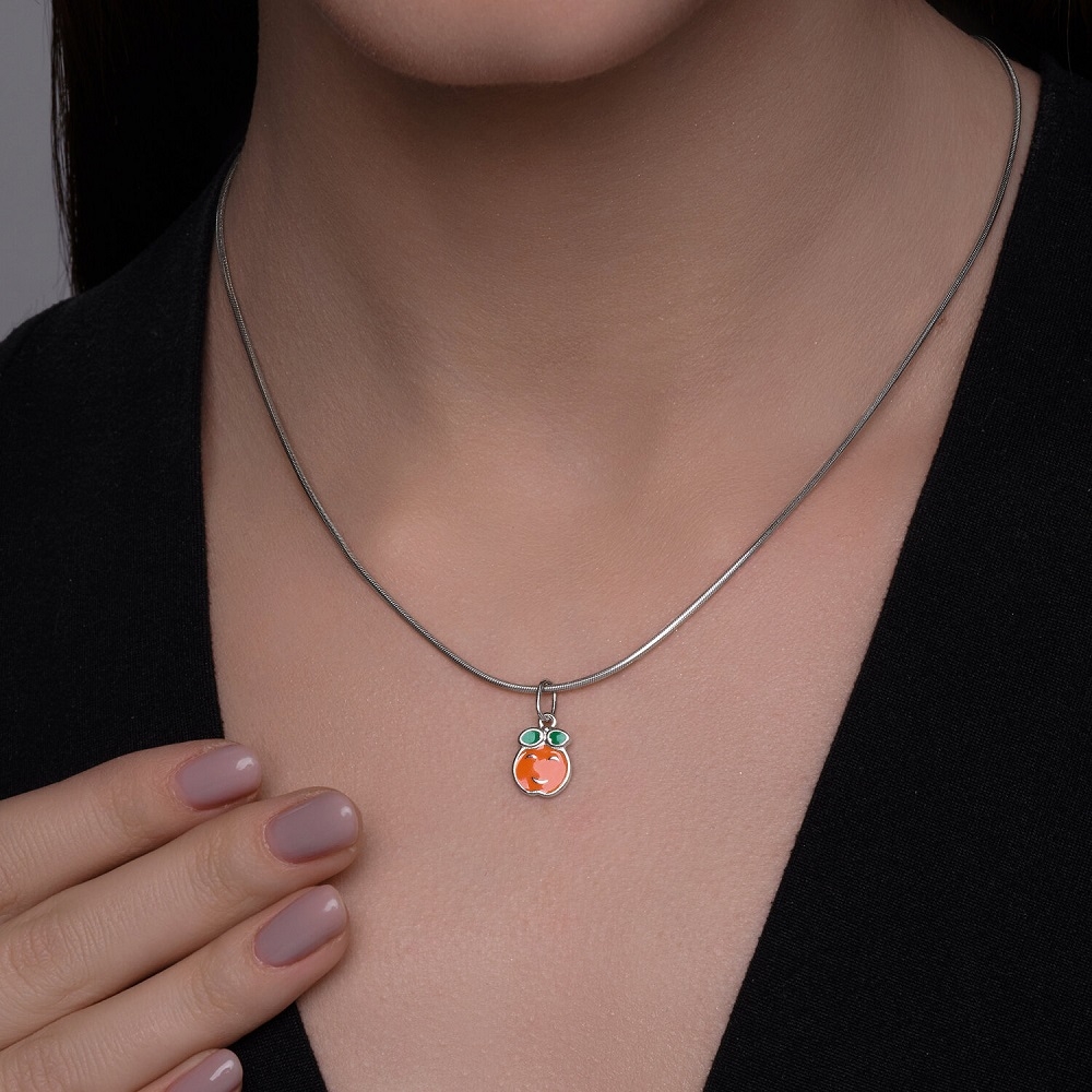 Prívesok zo striebra s kameňmi ENAMEL- ORANŽOVÝ, ENAMEL- ZELENÝ