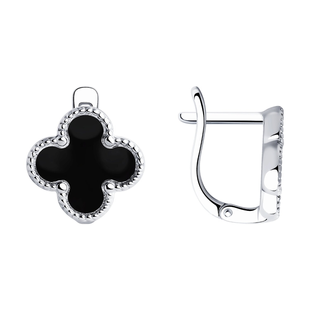 Náušnice zo striebra s kameňmi ENAMEL- ČIERNY