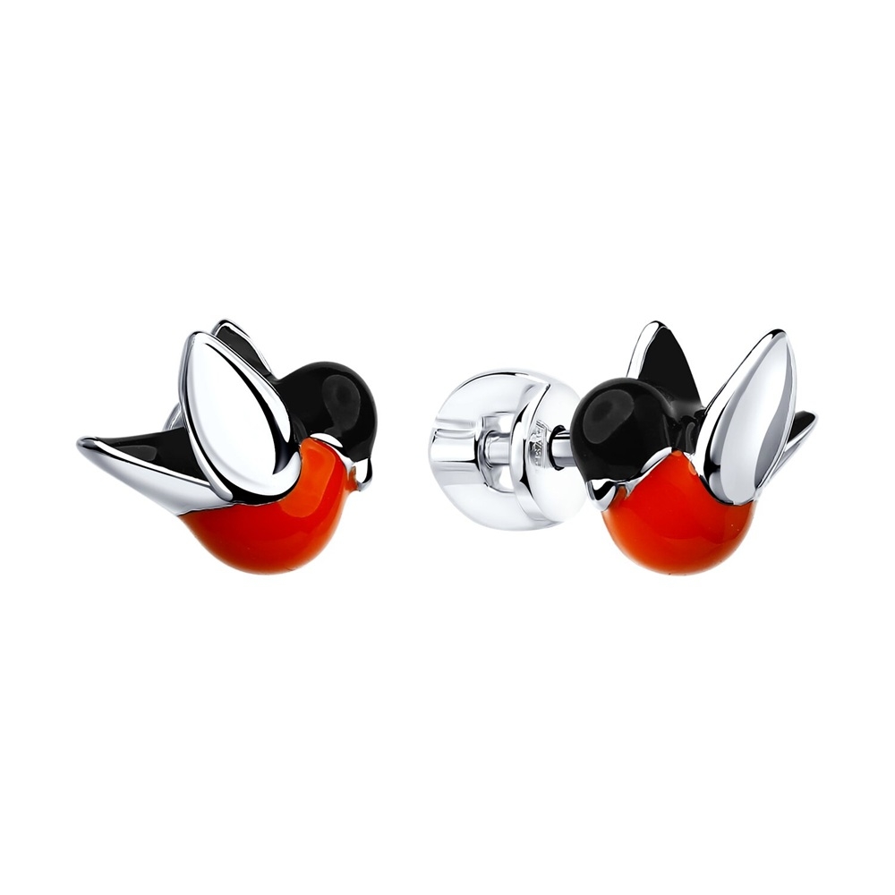 Náušnice zo striebra s kameňmi ENAMEL- ČIERNY, ENAMEL- ČERVENÝ a ENAMEL- BIELY