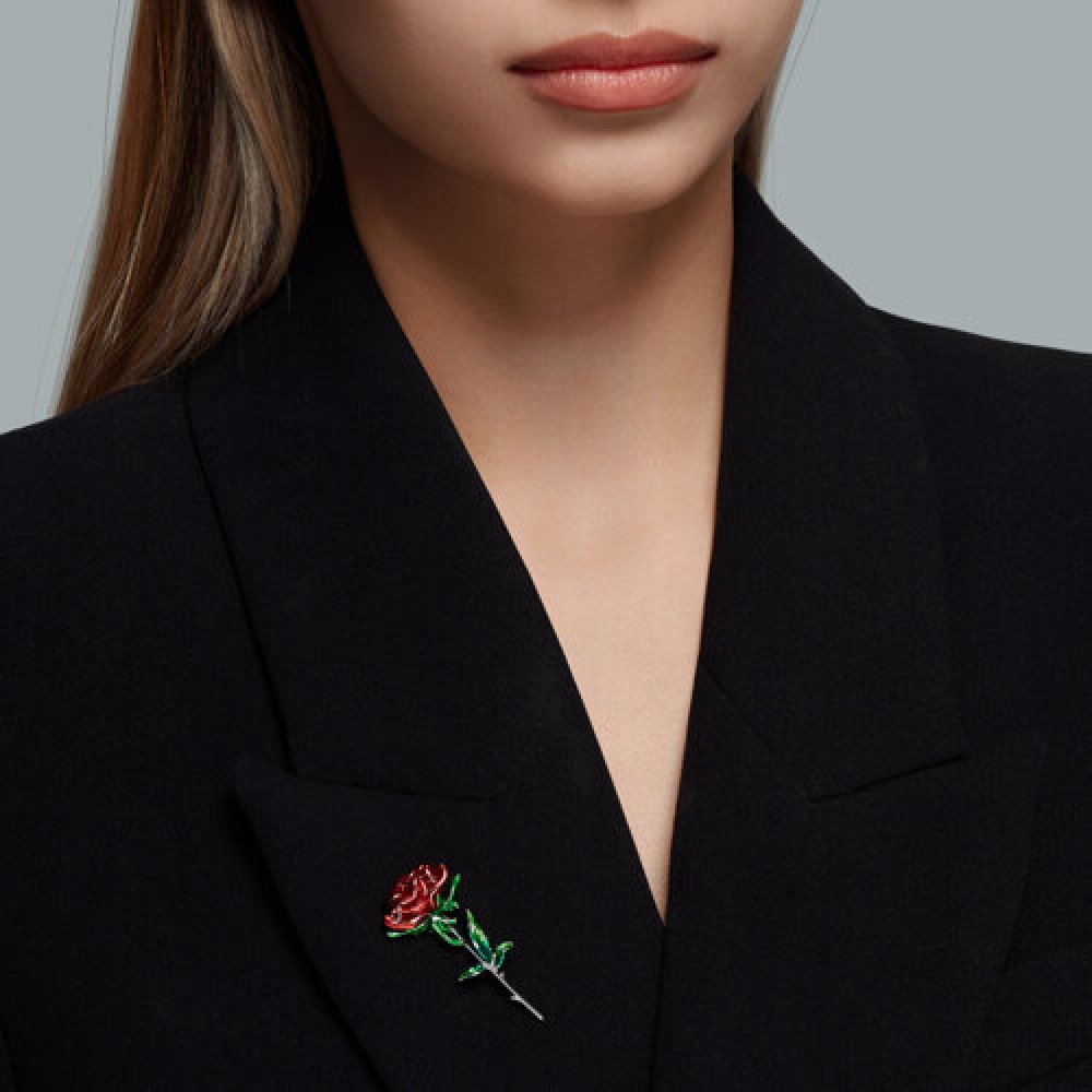 Brošňa zo striebra s kameňmi ENAMEL- ČERVENÝ, ENAMEL- ZELENÝ