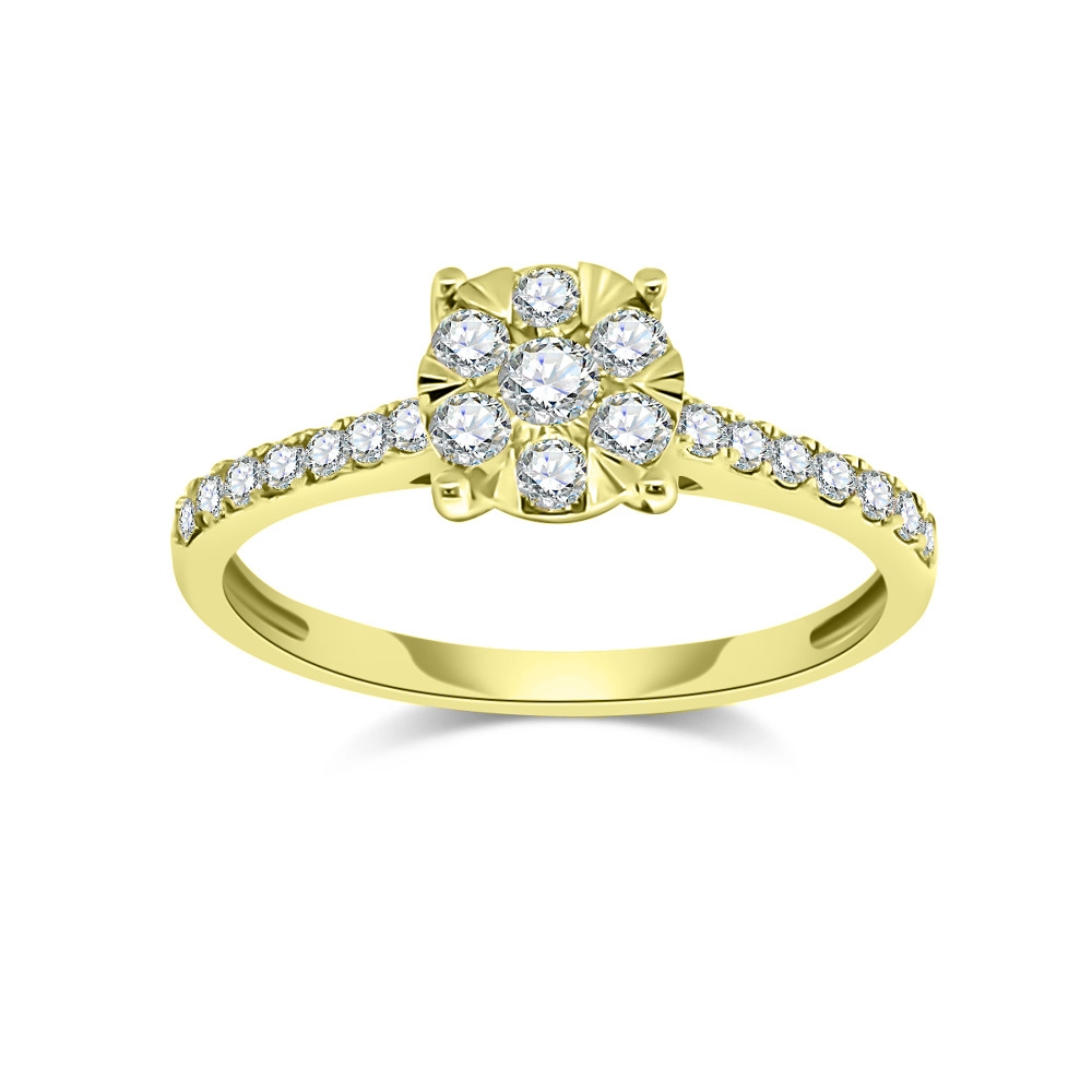Prsteň zo žltého zlata s kameňmi DIAMANT