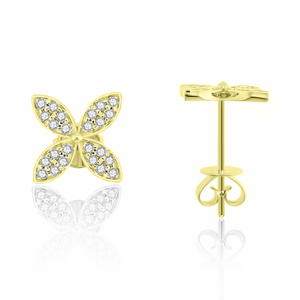 Náušnice zo žltého zlata s kameňmi DIAMANT