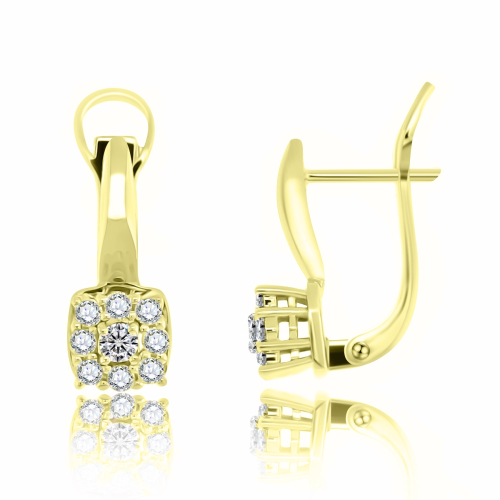 Náušnice zo žltého zlata s kameňmi DIAMANT