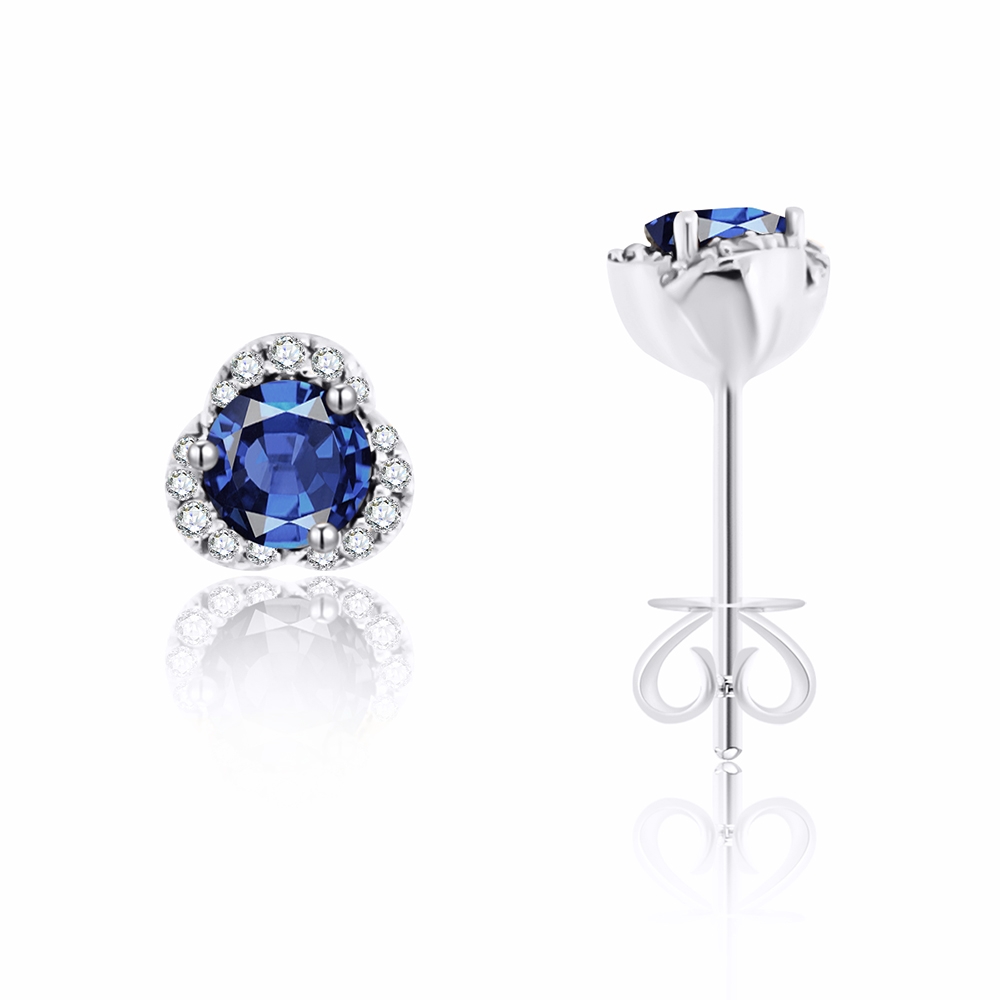Náušnice z bieleho zlata s kameňmi DIAMANT, ZAFÍR