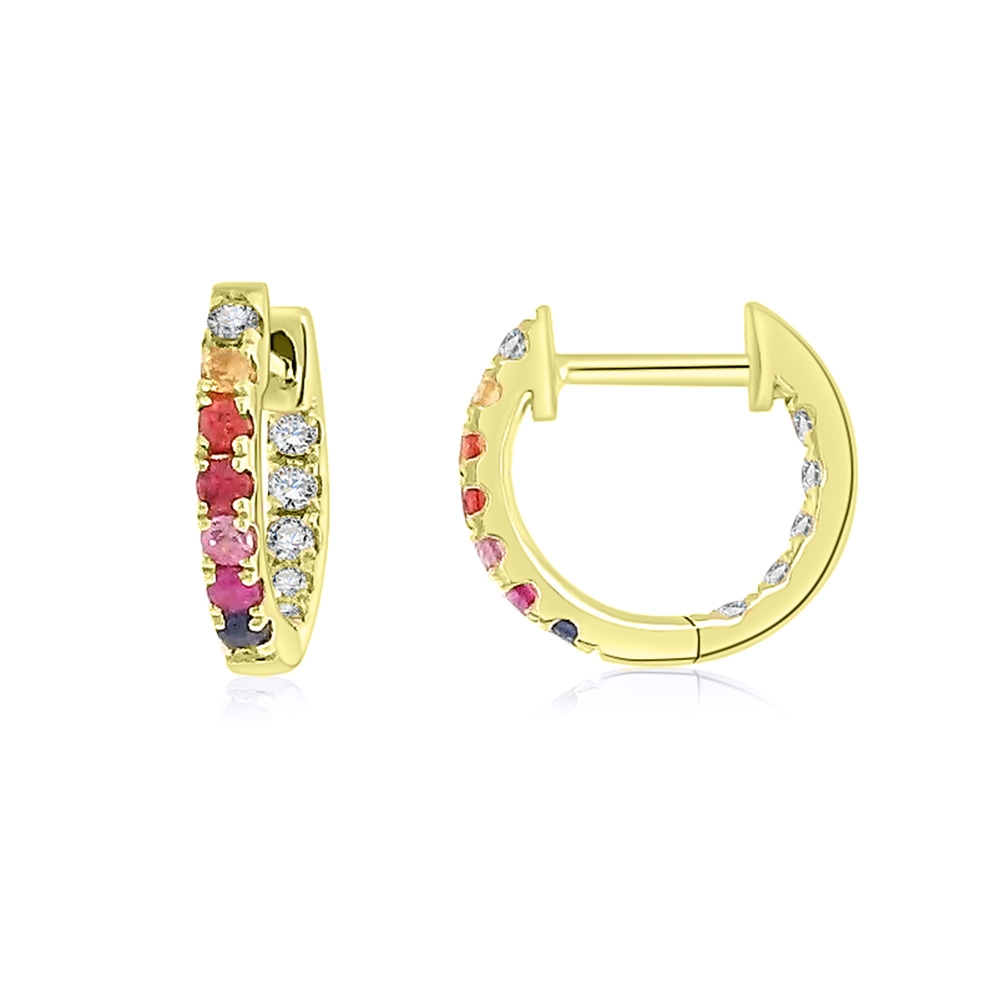 Náušnice zo žltého zlata s kameňmi DIAMANT, FANCY ZAFÍR