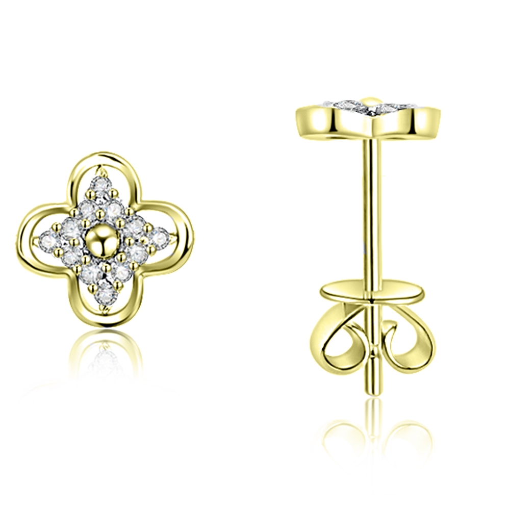 Náušnice zo žltého zlata s kameňmi DIAMANT