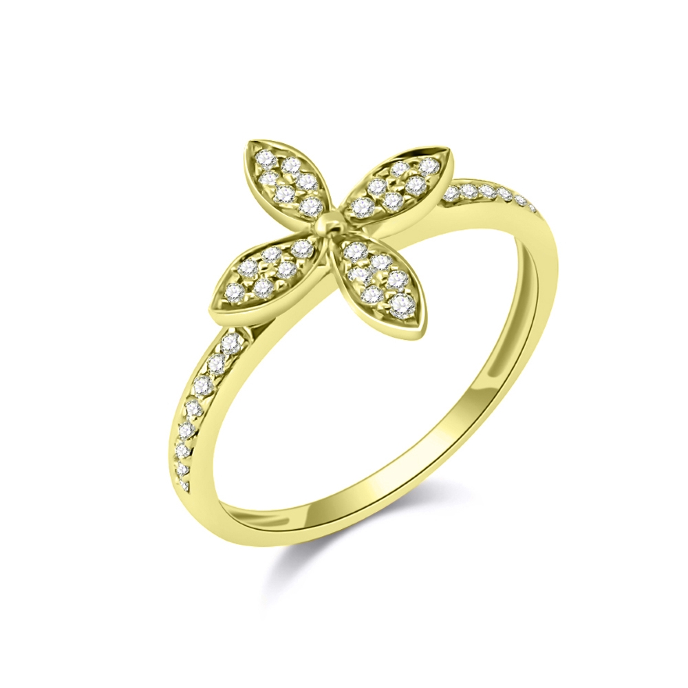 Prsteň zo žltého zlata s kameňmi DIAMANT