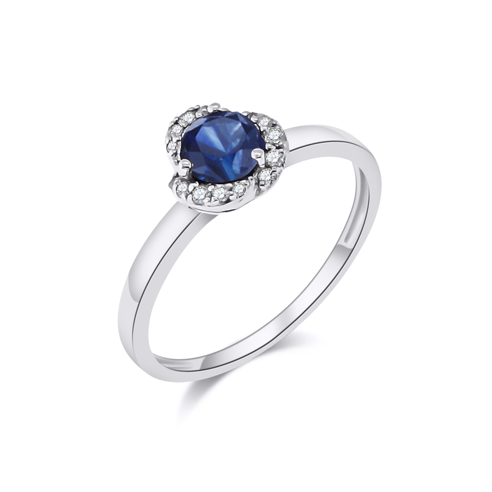 Prsteň z bieleho zlata s kameňmi DIAMANT, ZAFÍR