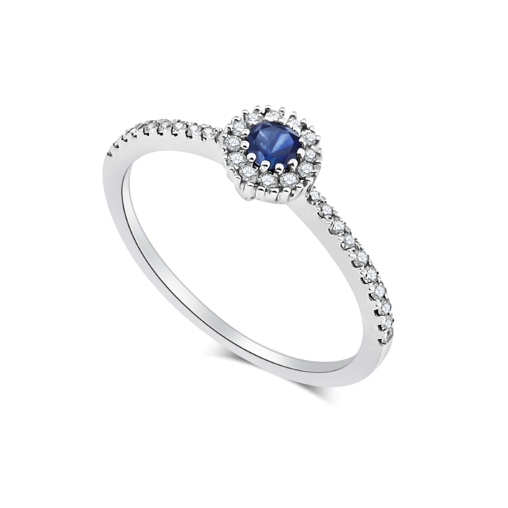 Prsteň z bieleho zlata s kameňmi DIAMANT, ZAFÍR