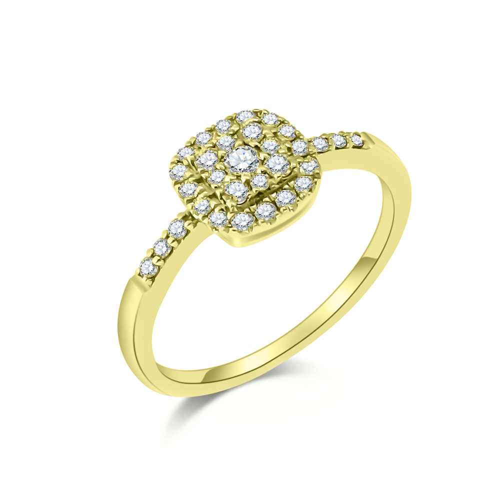 Prsteň zo žltého zlata s kameňmi DIAMANT