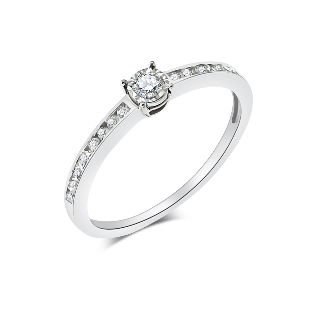 Prsteň z bieleho zlata s kameňmi DIAMANT