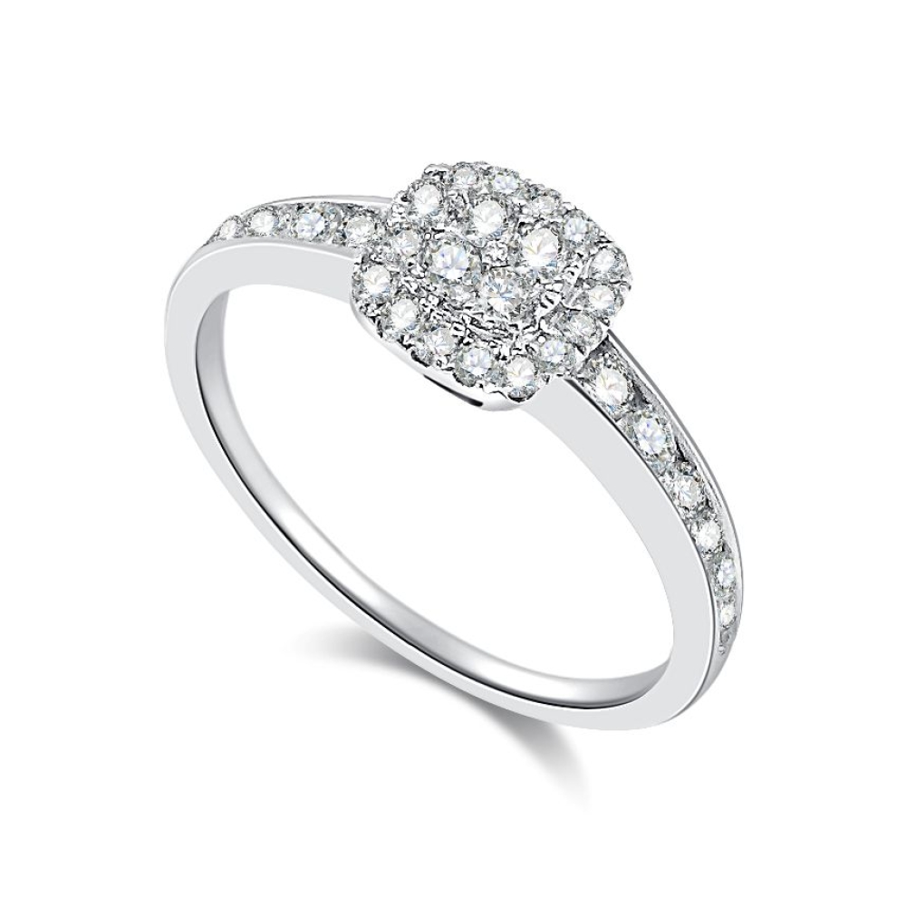 Prsteň z bieleho zlata s kameňmi DIAMANT