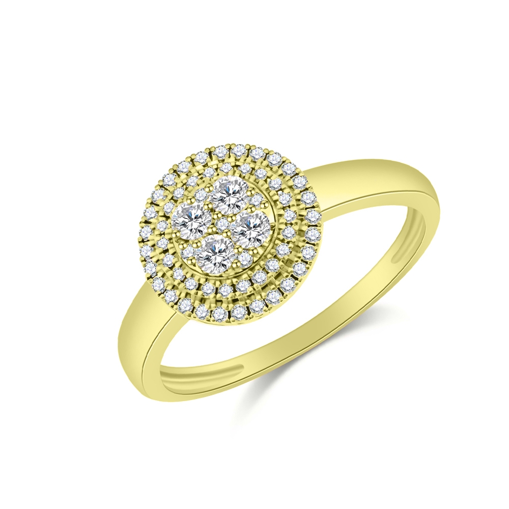 Prsteň zo žltého zlata s kameňmi DIAMANT