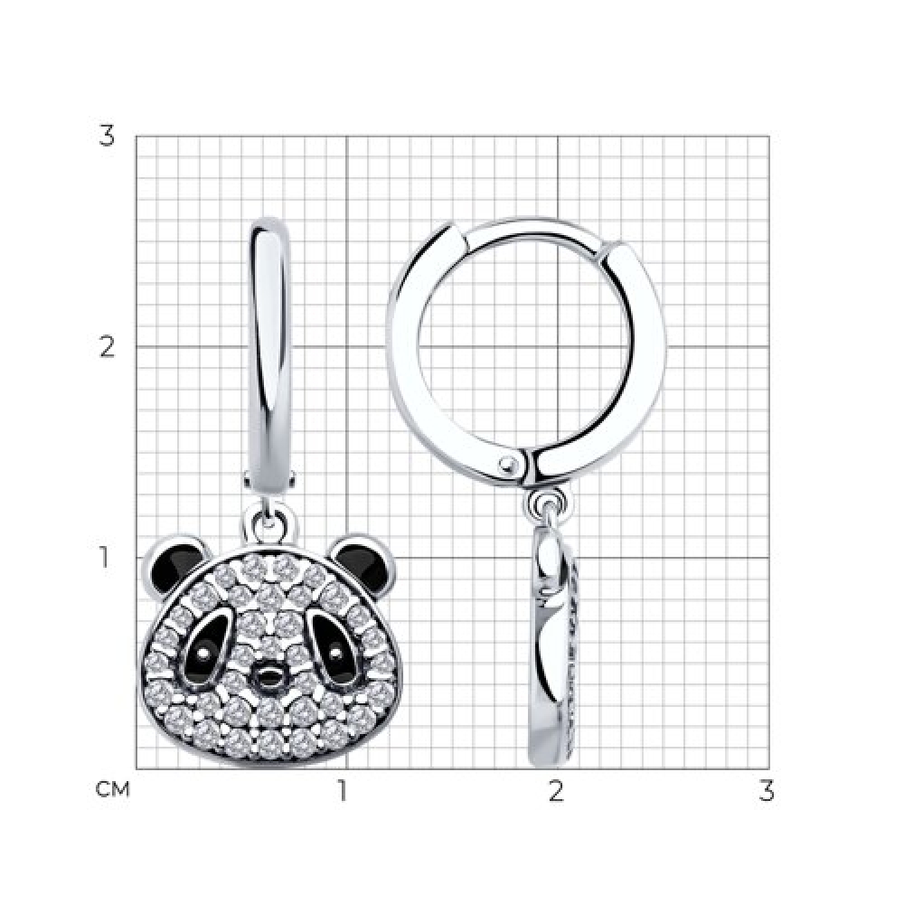 Náušnice zo striebra s kameňmi FIANIT, ENAMEL- ČIERNY