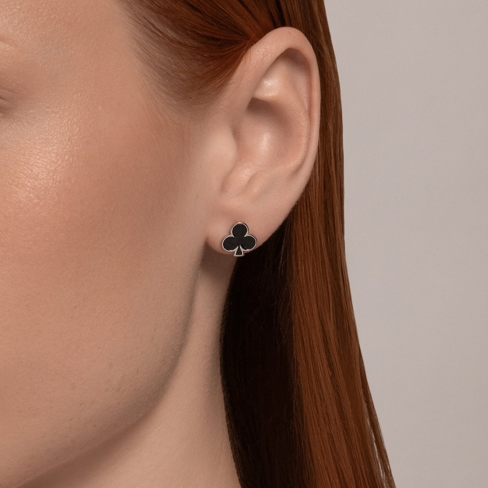Náušnice zo striebra s kameňmi ENAMEL- ČIERNY, ENAMEL- ČERVENÝ