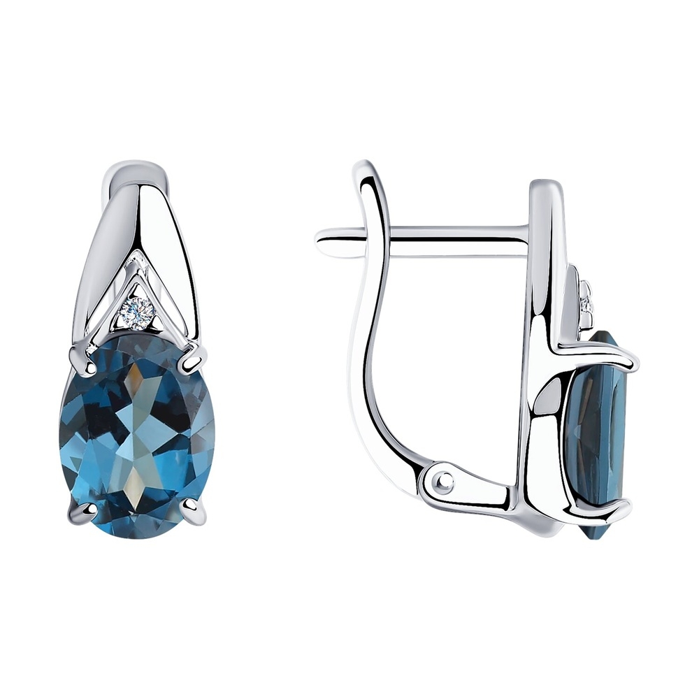 Náušnice  zo striebra s kameňmi Camee, Swarovski Topás