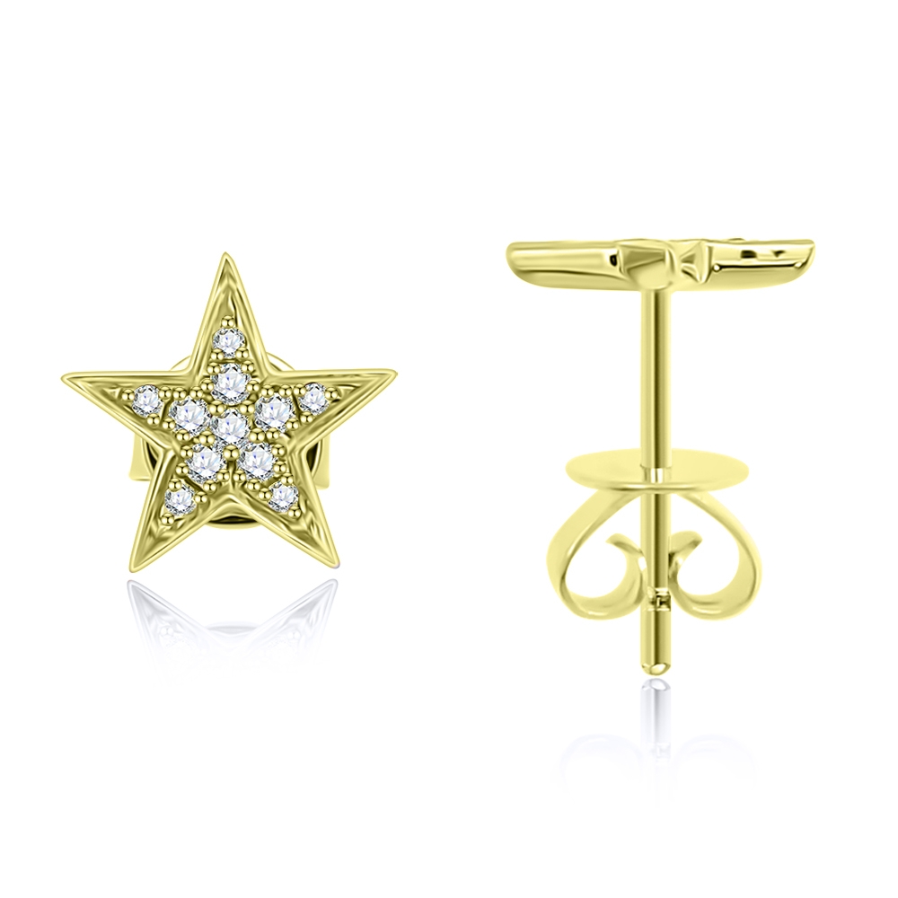 Náušnice zo žltého zlata s kameňmi DIAMANT