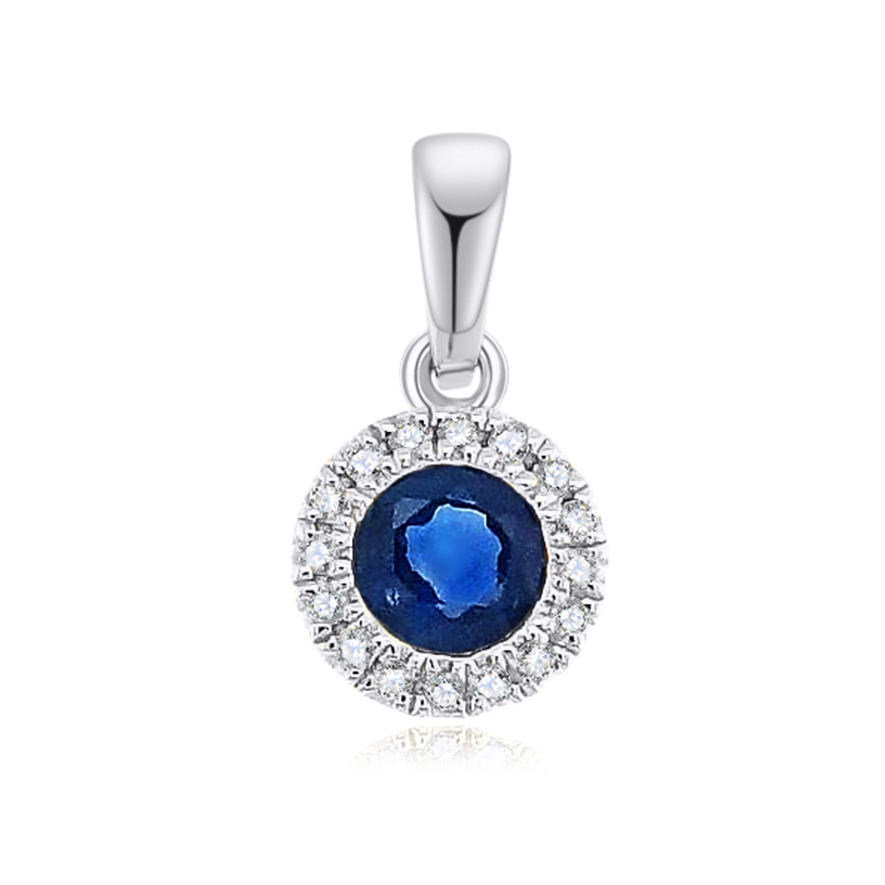 Prívesok z bieleho zlata s kameňmi DIAMANT, ZAFÍR