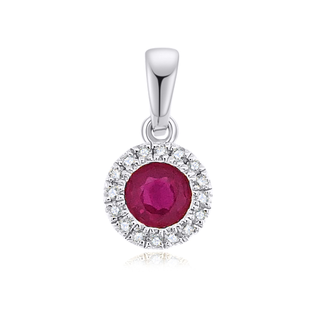 Prívesok z bieleho zlata s kameňmi DIAMANT, RUBÍN