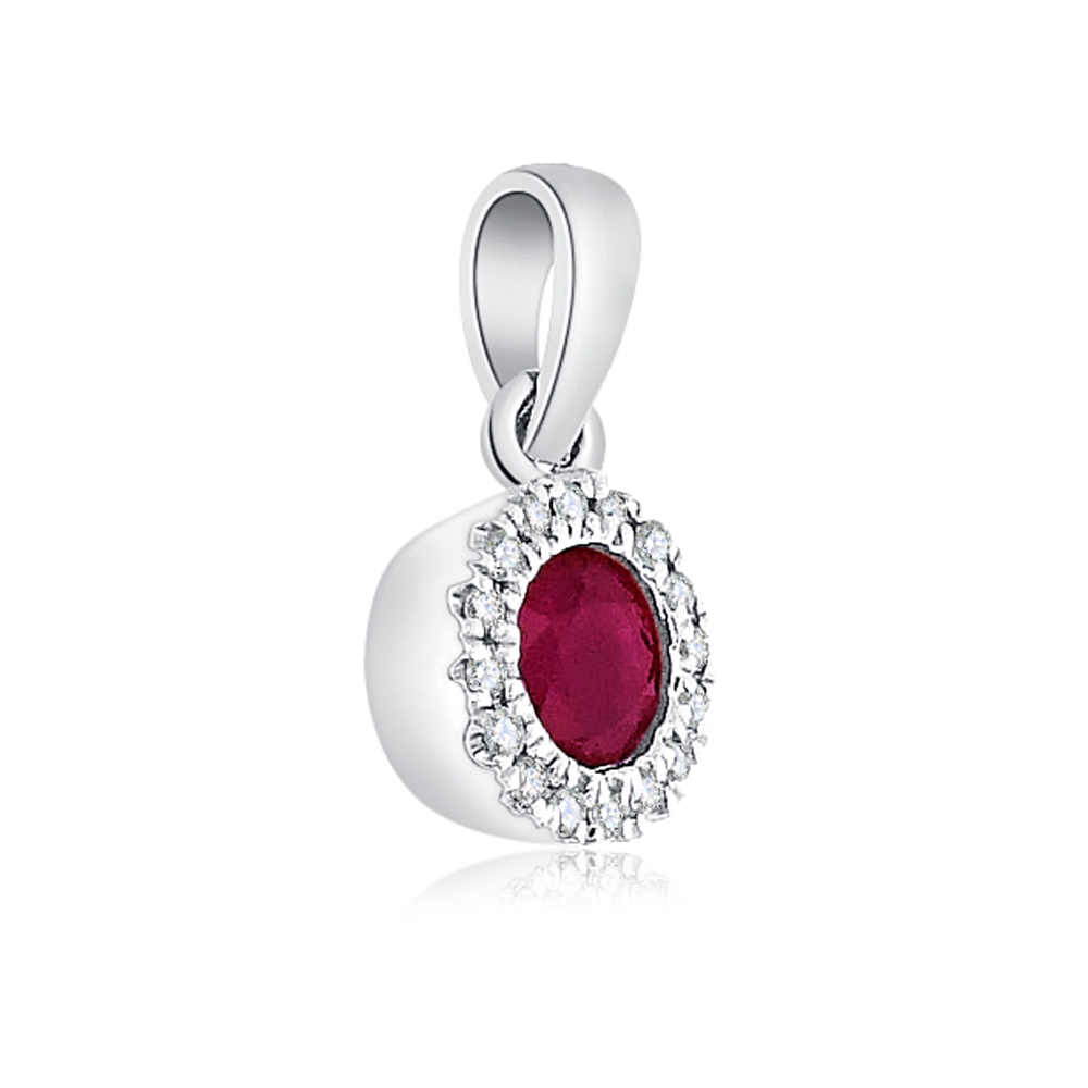 Prívesok z bieleho zlata s kameňmi DIAMANT, RUBÍN