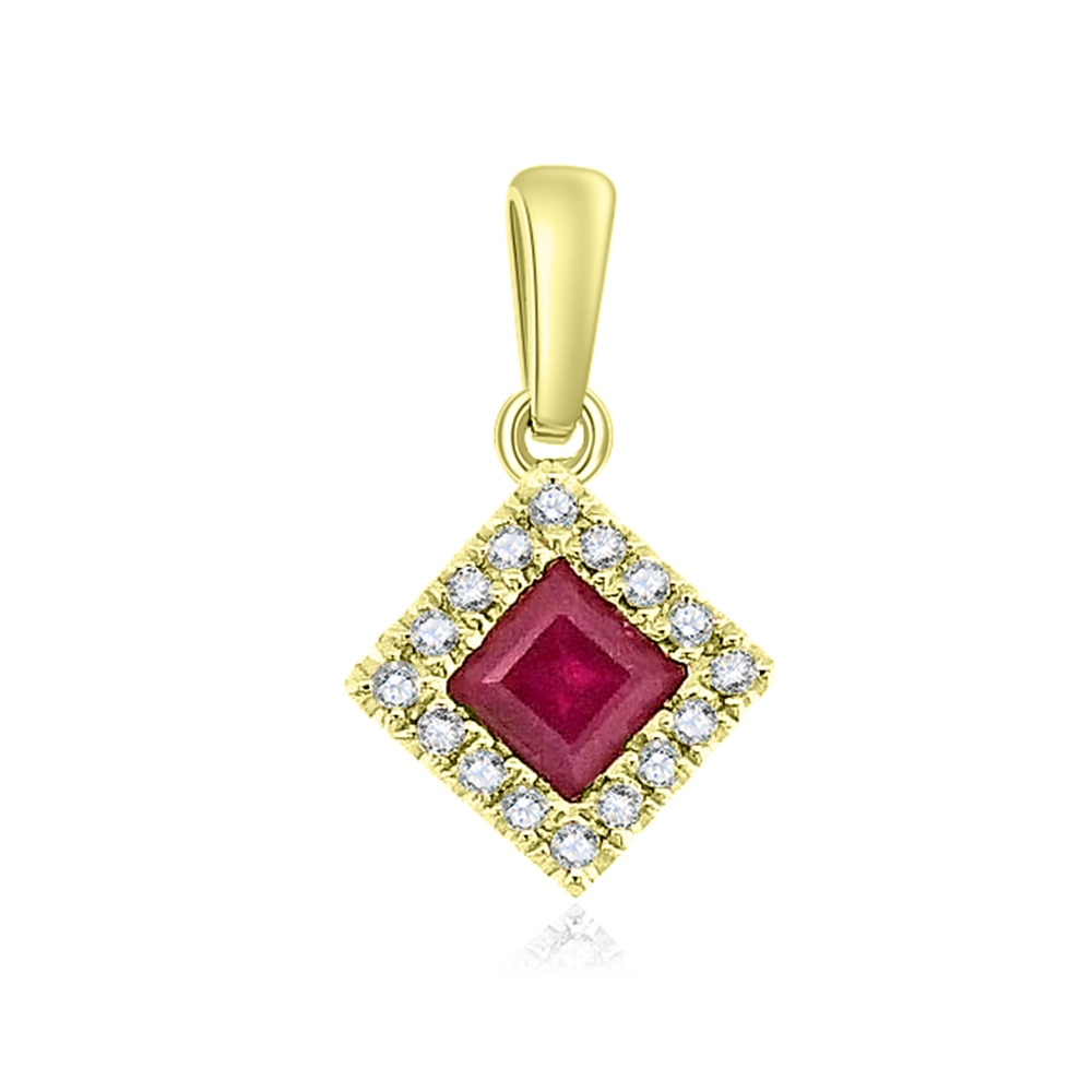 Prívesok zo žltého zlata s kameňmi DIAMANT, RUBÍN