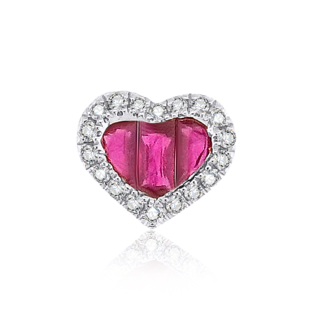 Prívesok z bieleho zlata s kameňmi DIAMANT, RUBÍN