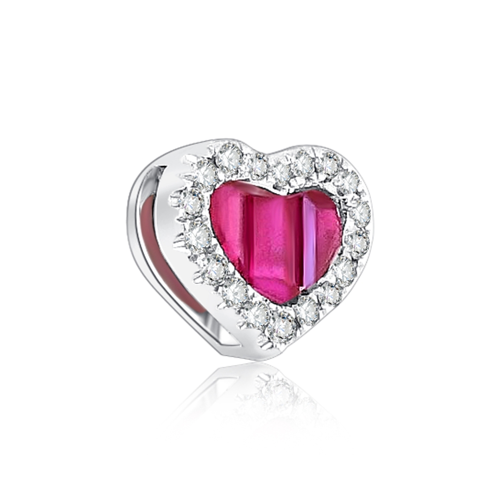 Prívesok z bieleho zlata s kameňmi DIAMANT, RUBÍN