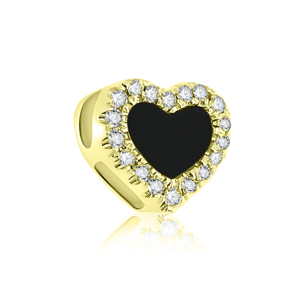 Prívesok zo žltého zlata s kameňmi Diamant, Ónyx