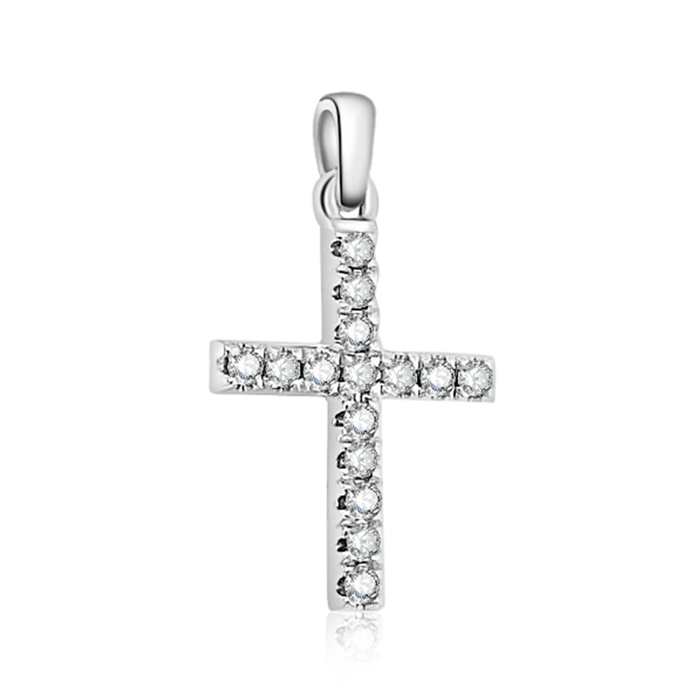 Prívesok z bieleho zlata s kameňmi Diamant
