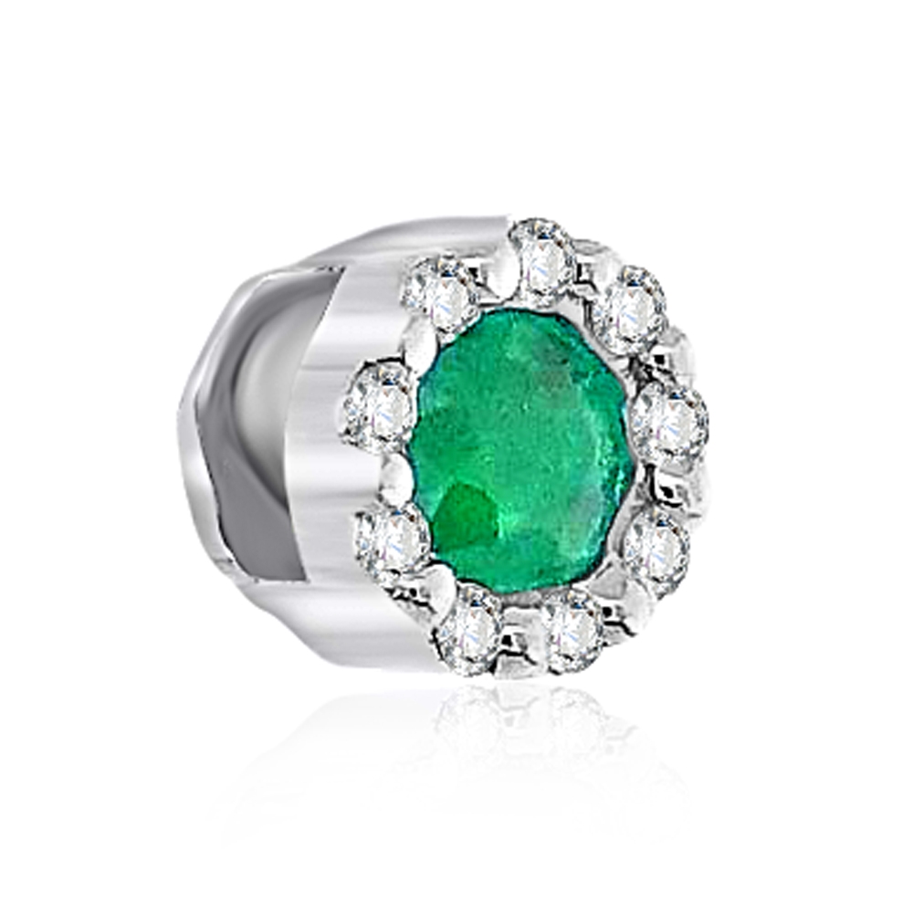 Prívesok z bieleho zlata s kameňmi DIAMANT, Smaragd
