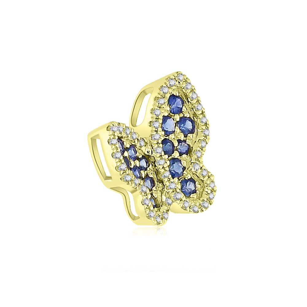 Prívesok zo žltého zlata s kameňmi DIAMANT, ZAFÍR