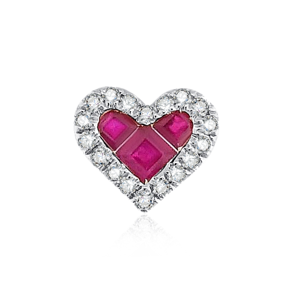 Prívesok z bieleho zlata s kameňmi DIAMANT, RUBÍN