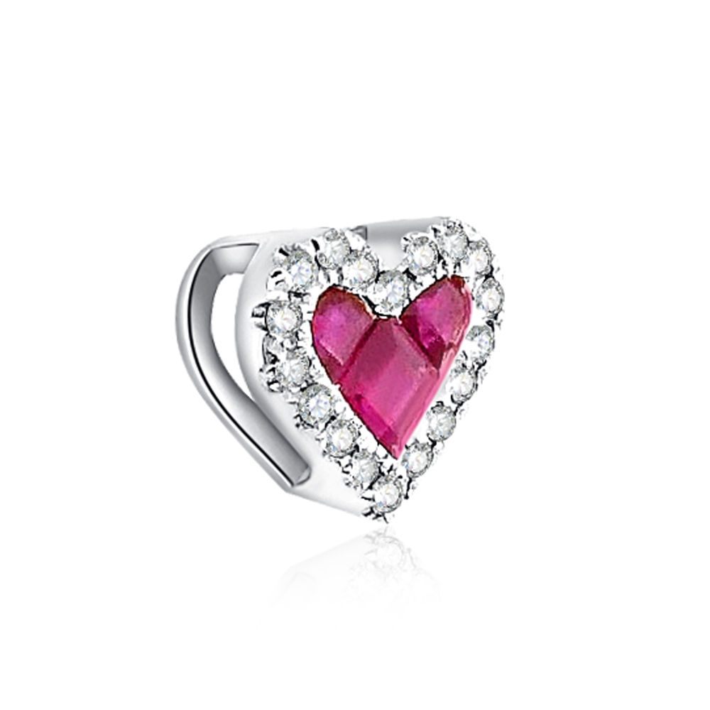 Prívesok z bieleho zlata s kameňmi DIAMANT, RUBÍN