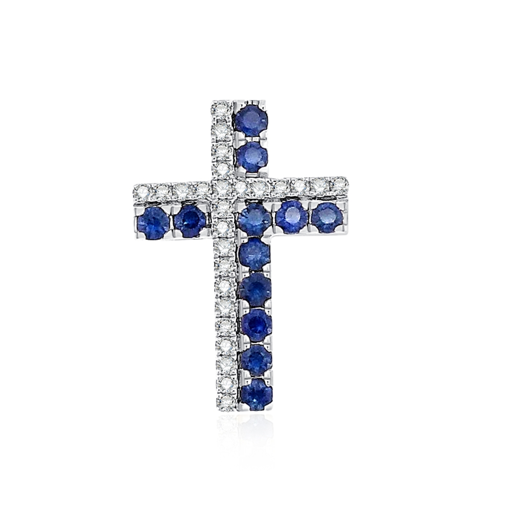 Prívesok z bieleho zlata s kameňmi DIAMANT, ZAFÍR