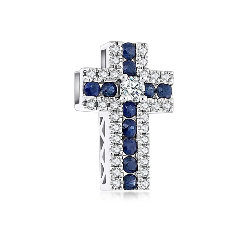 Prívesok z bieleho zlata s kameňmi DIAMANT, ZAFÍR