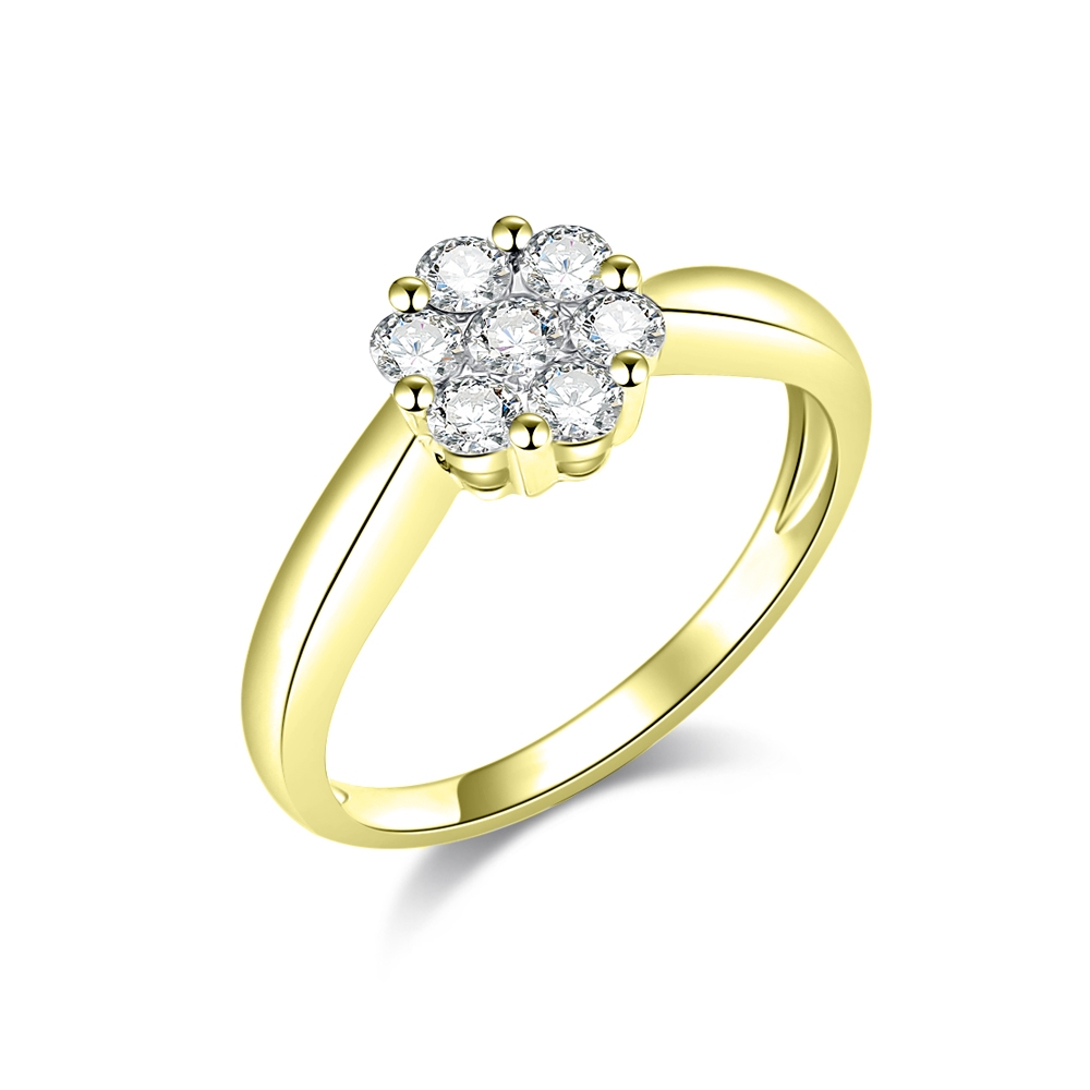 Prsteň zo žltého zlata s kameňmi Diamant