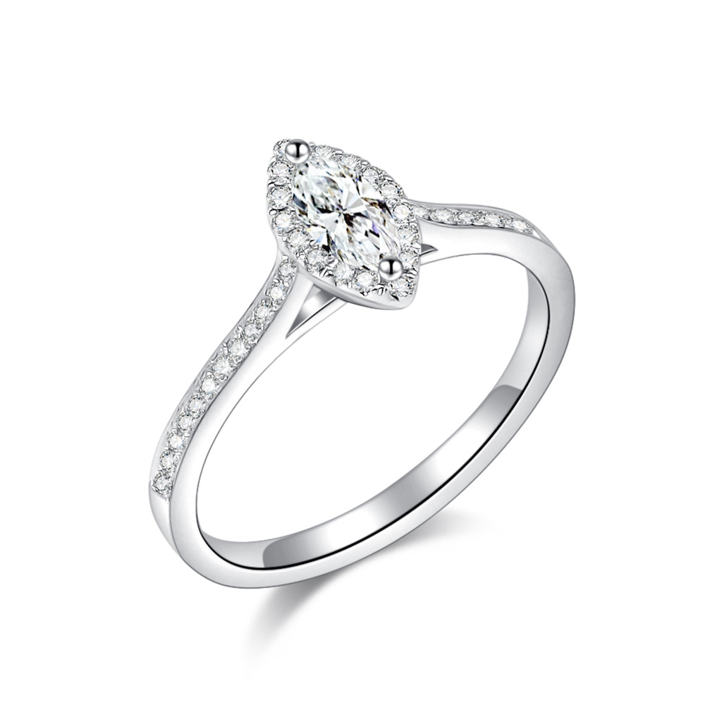 Prsteň z bieleho zlata s kameňmi DIAMANT