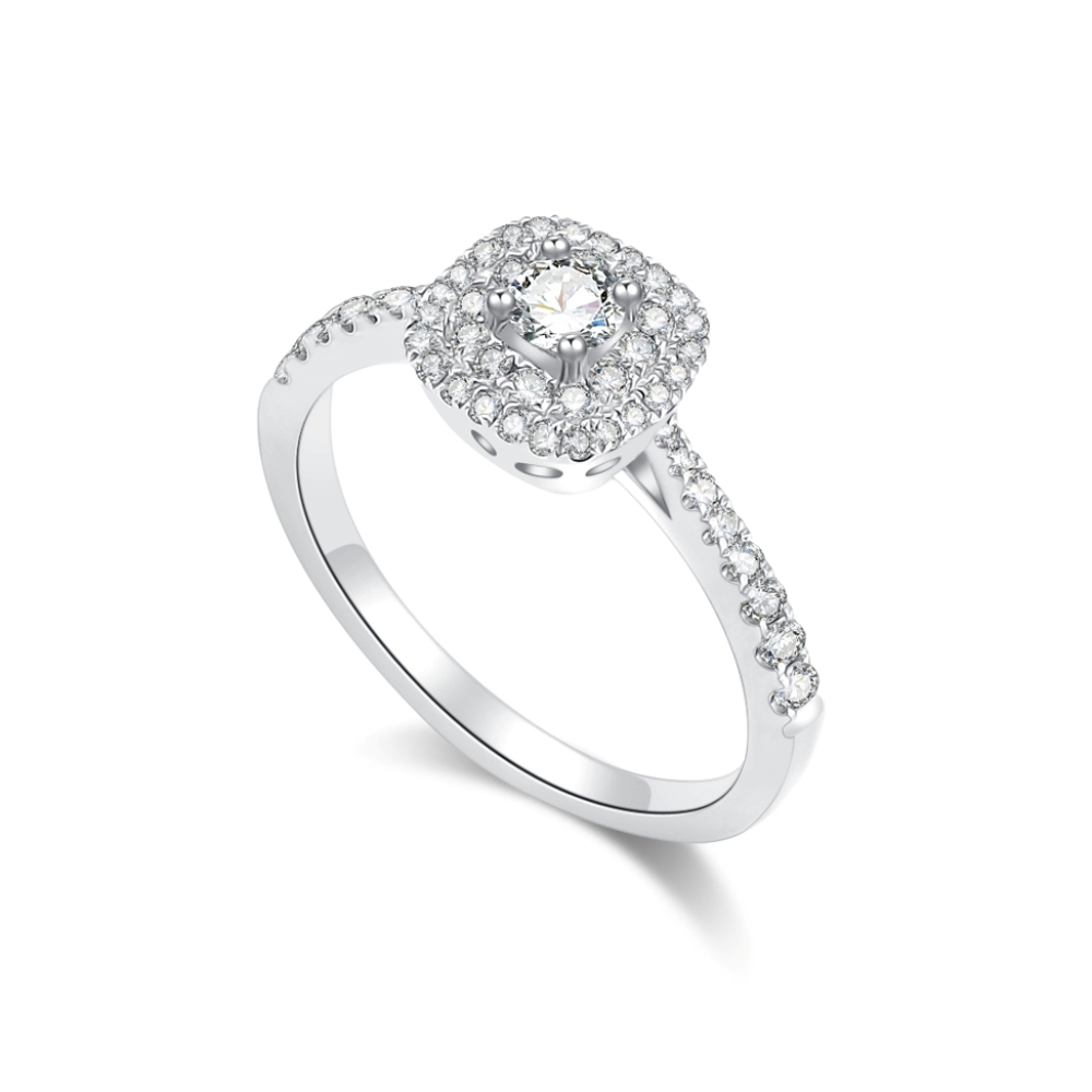 Prsteň z bieleho zlata s kameňmi DIAMANT