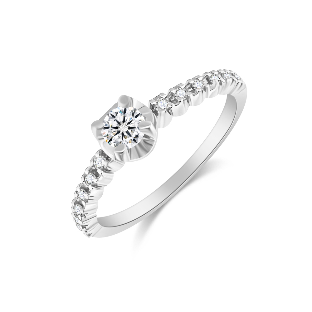 Prsteň z bieleho zlata s kameňmi DIAMANT