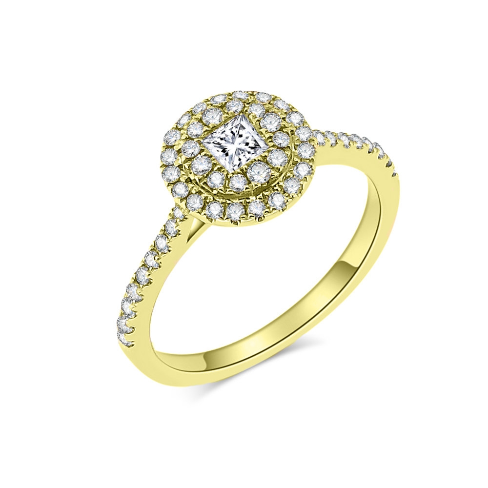 Prsteň zo žltého zlata s kameňmi DIAMANT