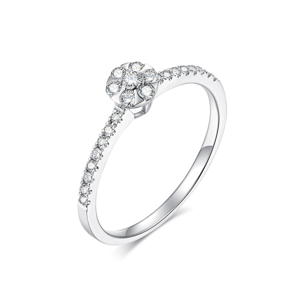 Prsteň z bieleho zlata s kameňmi DIAMANT